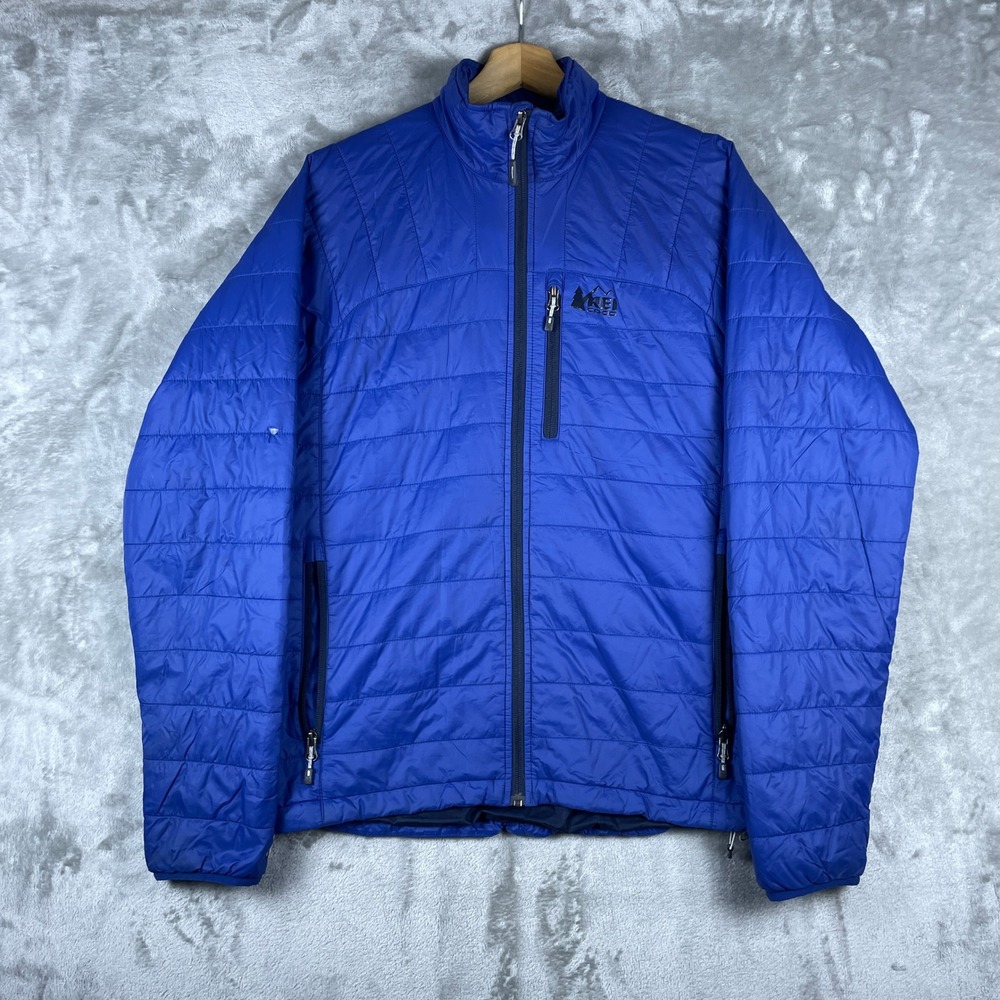 REI Co-op Puffer Jacket Mens M Blue Insulated Full Zip Quilted 21101-S19